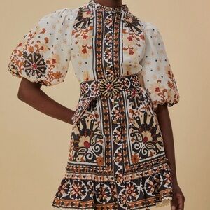 EUC FARM Rio  size M flower Fan Tapestry Mini Dress